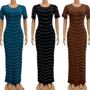 Women's Short-Sleeve Bodycon Maxi Dress (Wholesale)