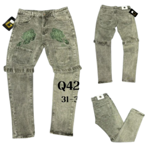 Denim Rugged Embroidered Cargo Jeans (Wholesale)