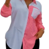 Two-Tone Striped Long Sleeve Shirt Wholesale