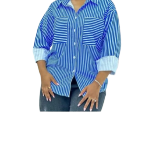 Women's Oversized Striped Button-Up Shirt Wholesale