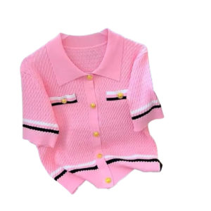 Women's Elegant Knitted Button-Up Short Sleeve Cardigan Wholesale